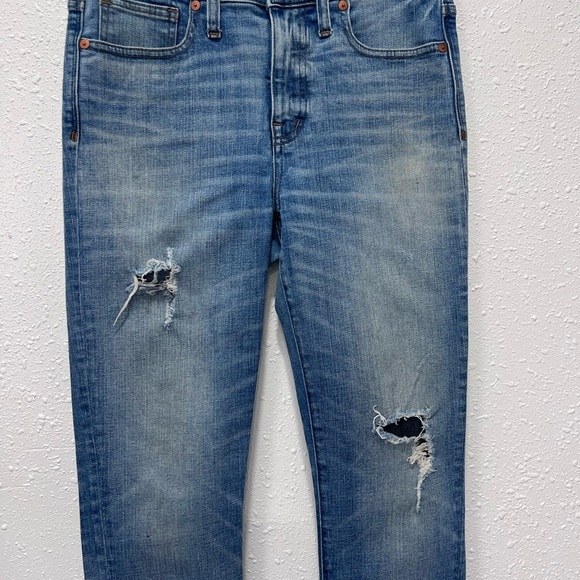 Madewell Blue Distressed 9” high rise skinnyJeans 28 - Picture 5 of 12